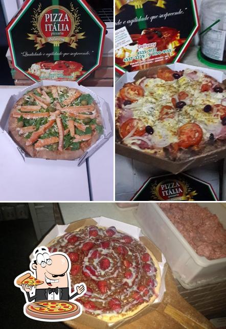 Escolha pizza no Pizza Itália