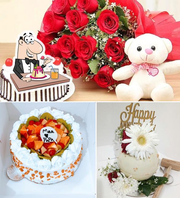 Online Flower and Cake Delivery in Gwalior~Best Cakes N More serves a selection of sweet dishes