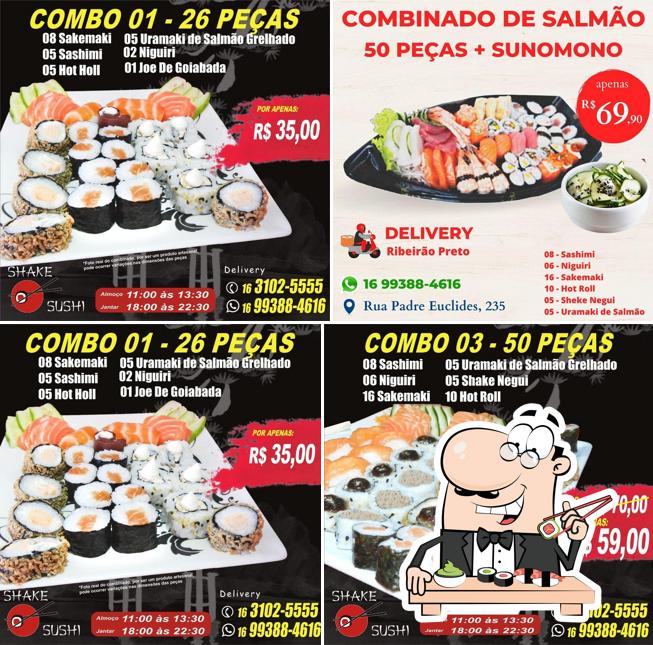 Rolos de sushi são disponibilizados no Shake Sushi Delivery