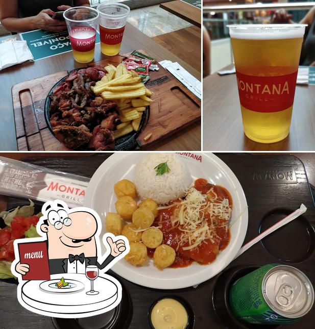 Esta é a foto ilustrando comida e cerveja no Montana Grill