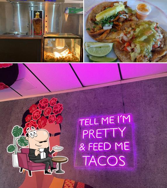 Estas son las fotos que muestran interior y pizza en Tacos 101 and Fruta Libre