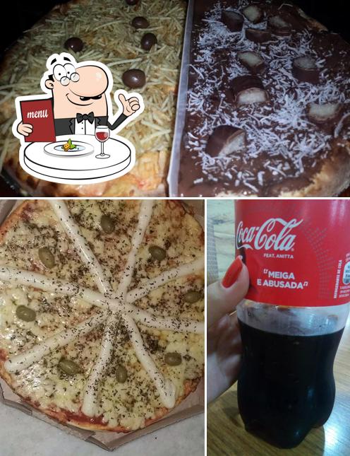 A ilustração da comida e cerveja no Ponto da Pizza Londrina pr