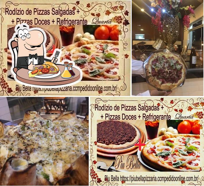 Escolha pizza no PIU BELLA PIZZARIA