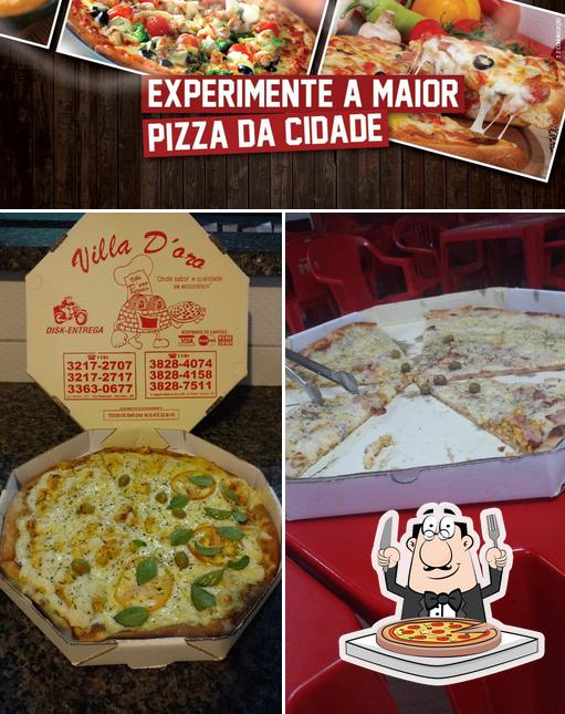 Peça pizza no Villa d'oro pizzaria