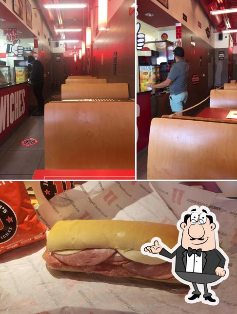 Take a look at the image depicting interior and food at Jimmy John's