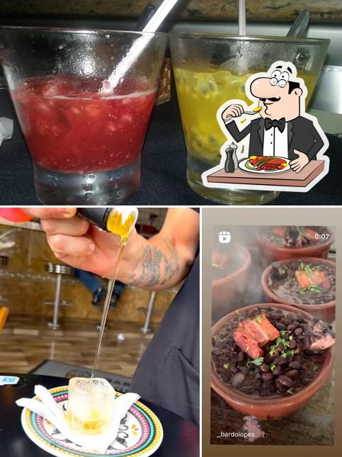 Esta é a imagem apresentando comida e bebida no Bar do Lopes