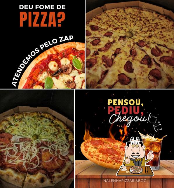 Escolha pizza no Na lenha pizzaria