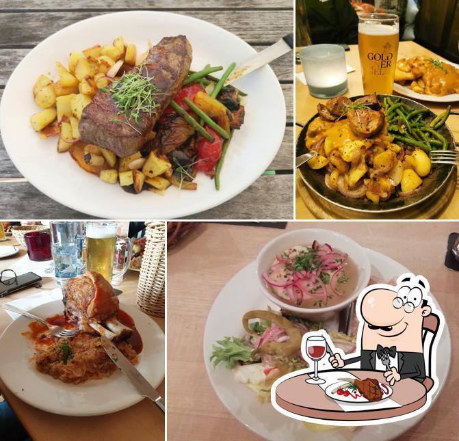 Try out meat dishes at Brauhaus Goldener Engel e.K