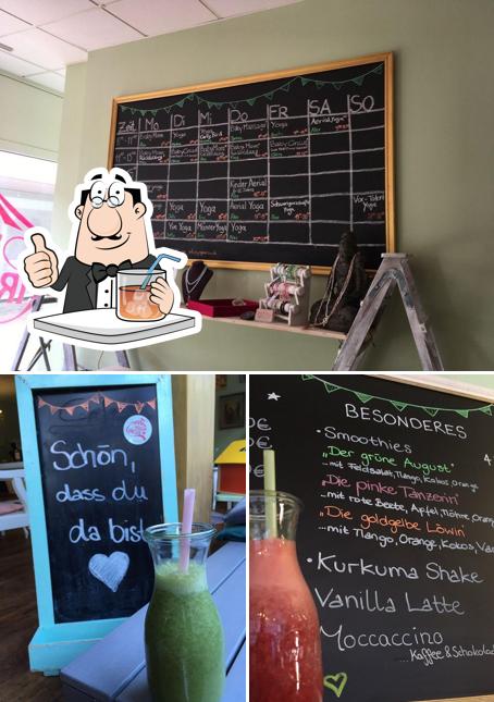 The picture of drink and blackboard at Yoga Circus