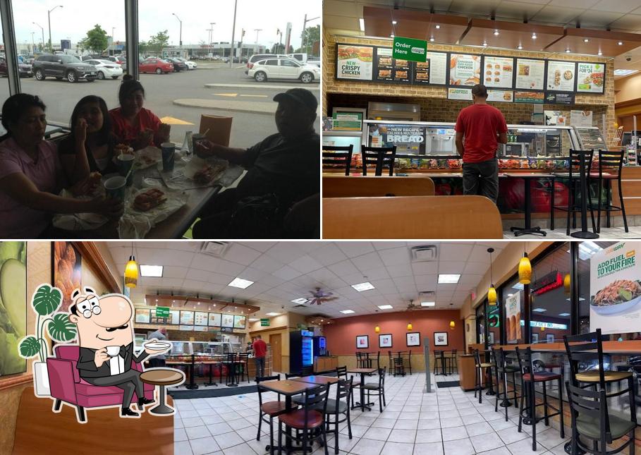 Among different things one can find interior and dining table at Subway