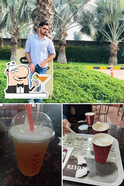 Among different things one can find drink and exterior at Costa Coffee