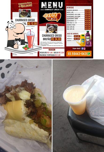 Grego Da Hora - Churrasco Grego serve uma seleção de bebidas