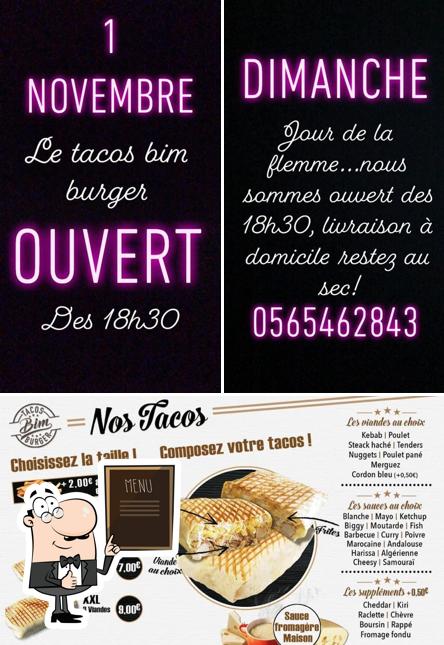 Tacos bim burgerAmaya’s se distingue par sa tableau noir et nourriture