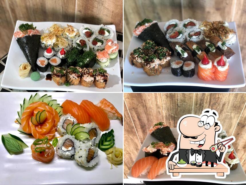 Rolos de sushi são servidos no Império Sushi