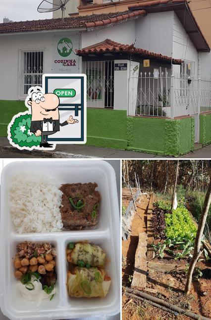 Confira a imagem apresentando exterior e comida a Cozinha na Casa