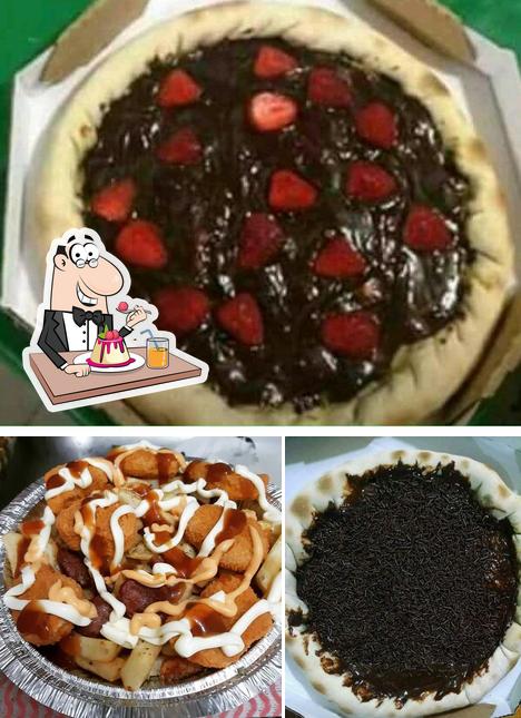 Saideira restaurante e pizzaria serve uma gama de pratos doces