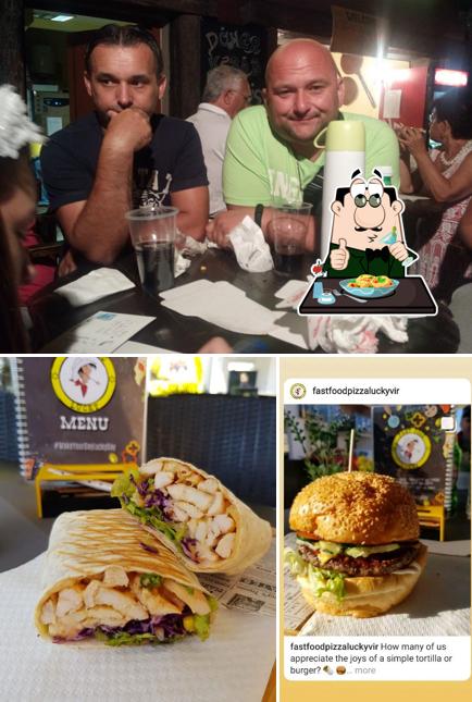 Dai un’occhiata alla immagine che presenta la cibo e bancone da bar di Fast Food & Pizza Lucky Vir
