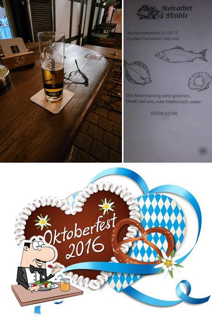 Voici la photo représentant la nourriture et bière sur Refrather Mühle - Bergisch Gladbach