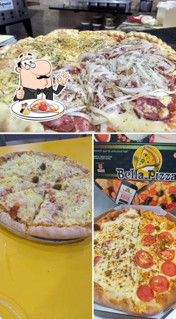 Escolha pizza no Bella Pizzajd alvorada