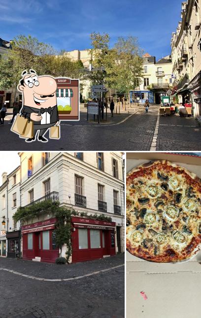 Voici la photo représentant la extérieur et pizza sur Pizzeria La Rabelaisienne