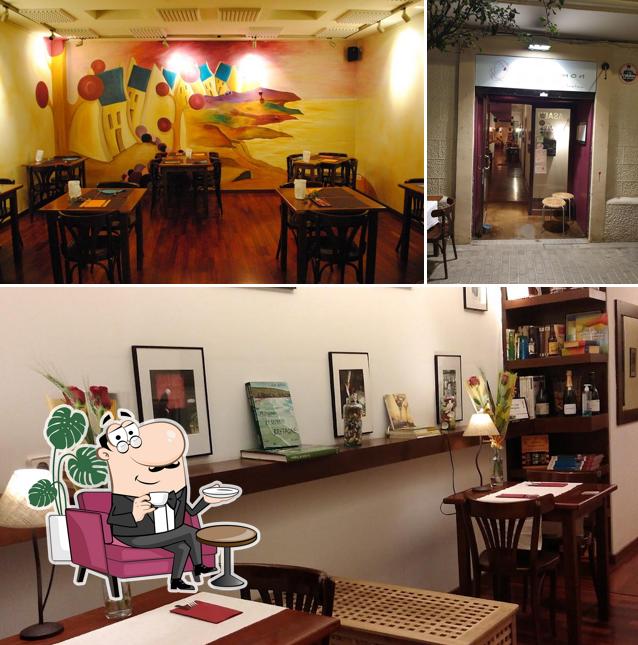 This is the image displaying interior and food at Le p'ty mon