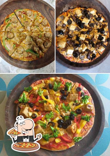 Try out pizza at Imagine Cafe (100% Vegan)