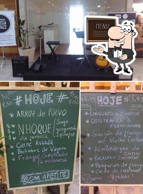 Confira a ilustração ilustrando quadro-negro e interior a Restaurante Puro Sabor de Ipanema