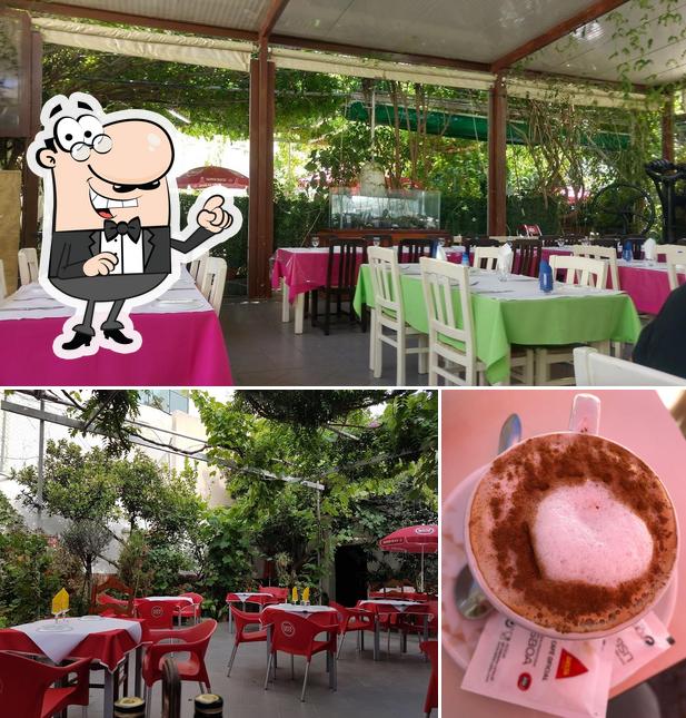 Это снимок, где изображены внутреннее оформление и напитки в Restaurante Sol E Jardim