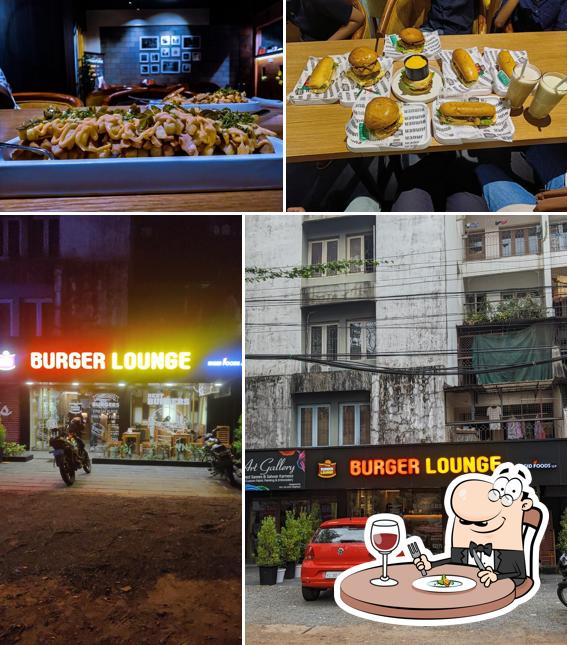 This is the image depicting food and exterior at Burger Lounge