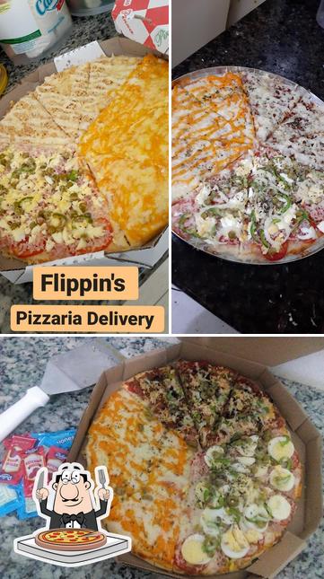 Escolha pizza no Flippin's Pizzaria Delivery