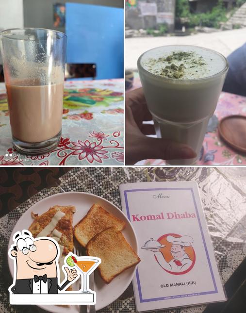 Check out the photo showing drink and food at Komal dhaba