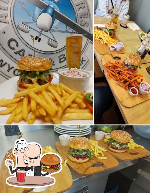 Get a burger at Air Adventures Cafe and Bar