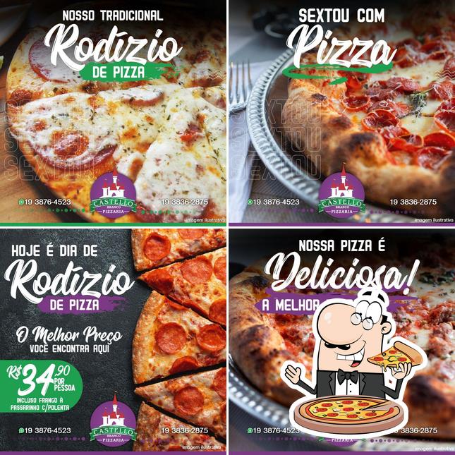 No Castello Branco Pizzaria, você pode pedir pizza