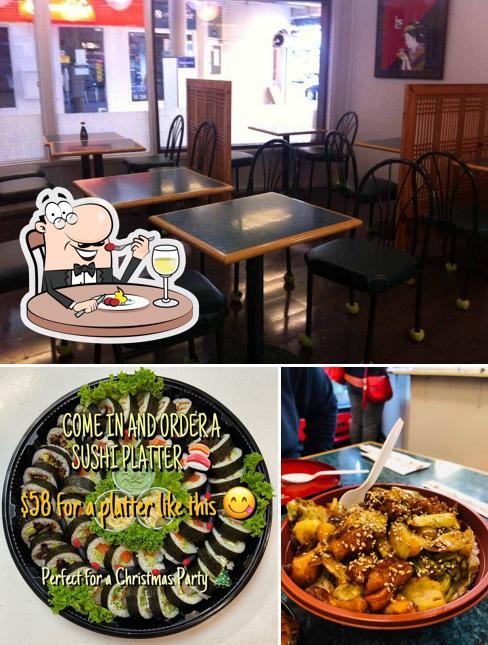 Check out the image displaying food and interior at Aoyama Sushi