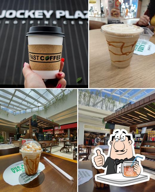 Esta é a ilustração mostrando bebida e interior no FastCoffee