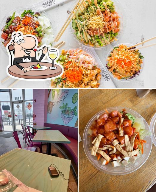 The image of food and interior at Poke Bros