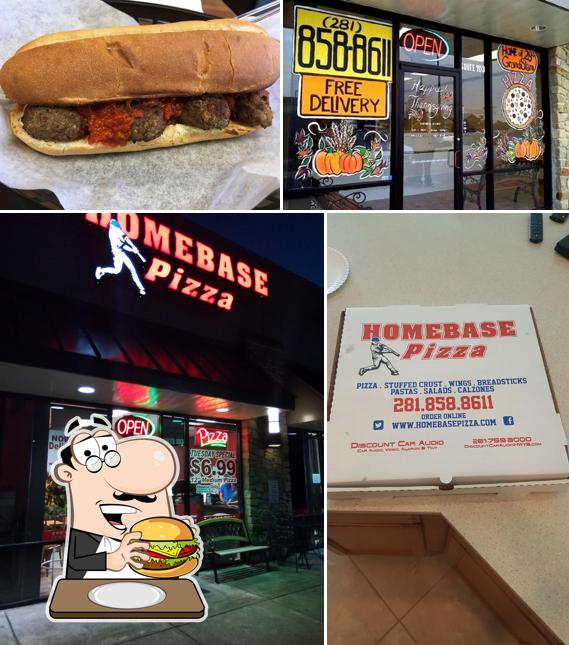 Try out a burger at Home Base Pizza