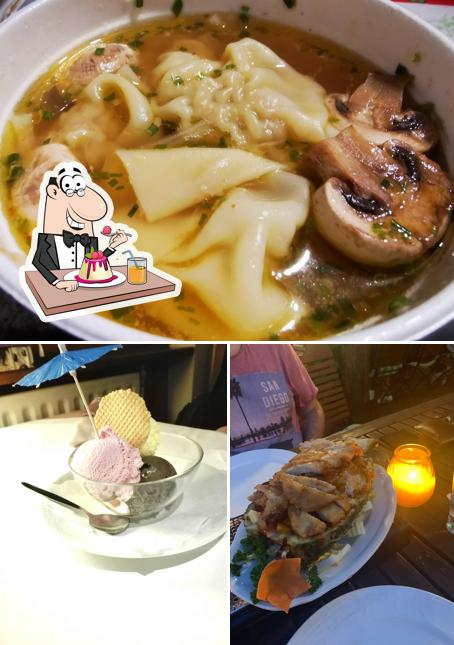 China-Restaurant Hai-Mai's Garten serviert eine Mehrzahl von Süßspeisen