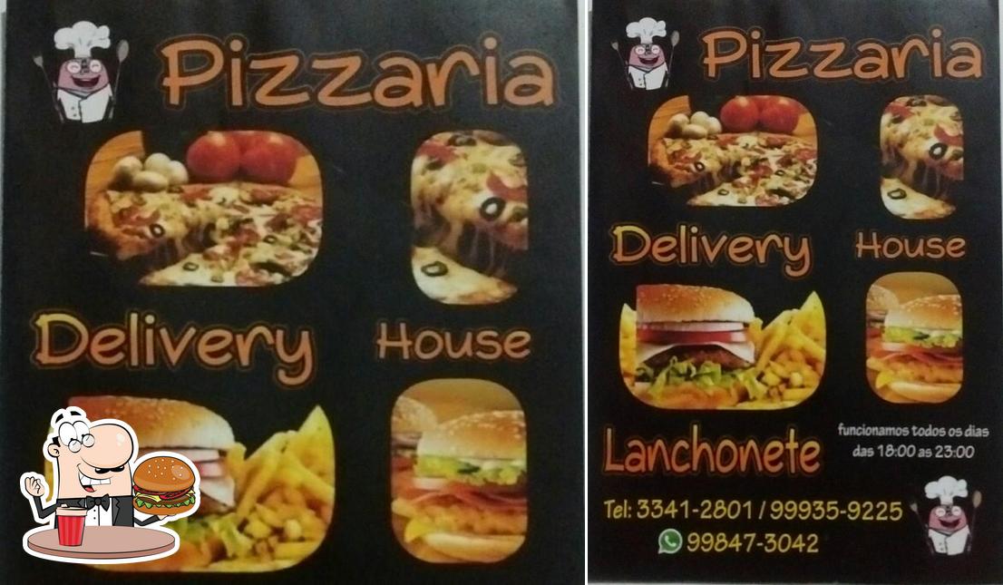 Consiga um hambúrguer no Pizzaria Delivery House Lanchonete