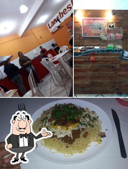 A foto da interior e comida a Disk Lanches Lazinha
