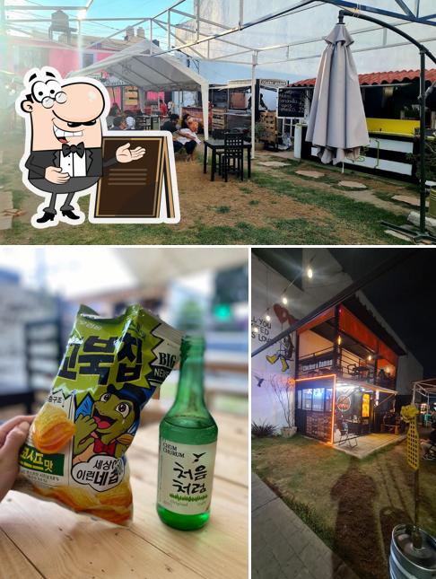 This is the photo displaying exterior and beverage at 치킹 Chiking COREA Ramen soju,chicken,pollo,corea comida, soju