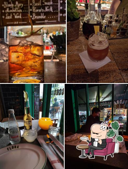 A foto do Flora Bar’s interior e bebida