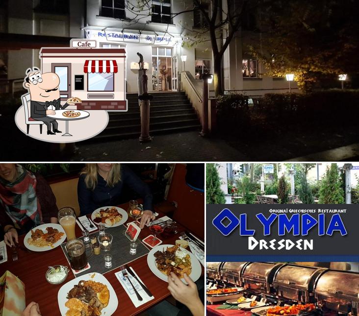 Restaurant Olympia se distingue par sa extérieur et table à manger