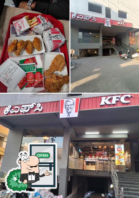 Check out the image depicting exterior and food at KFC