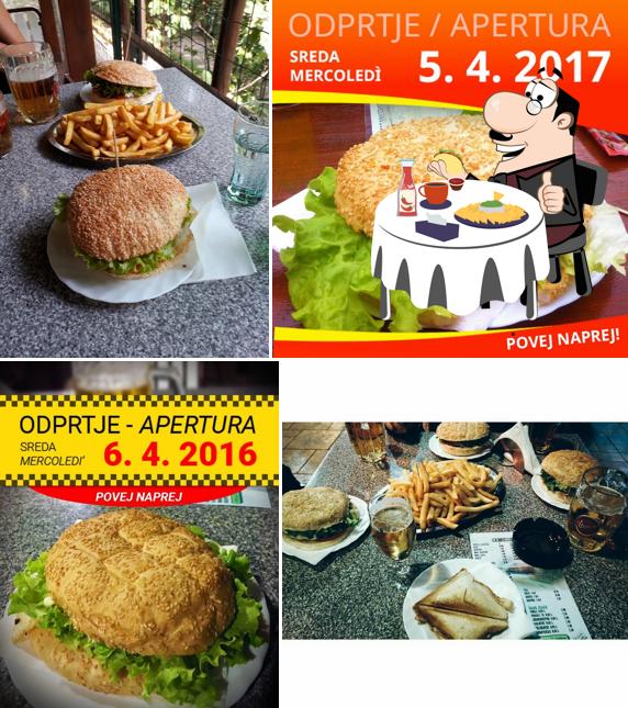 Prova uno dei tipi di hamburger disponibili a Okrepčevalnica Dolga Njiva