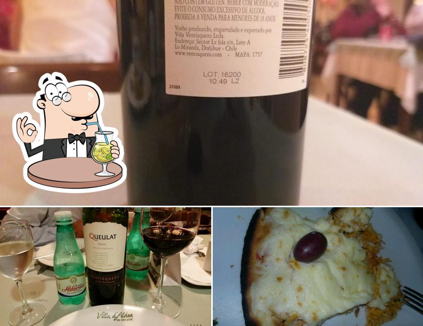 Esta é a foto apresentando bebida e comida a Pizzaria Vila D´Aldea