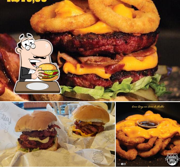 Experimente um dos hambúrgueres disponíveis no GRACIOSA GRILL