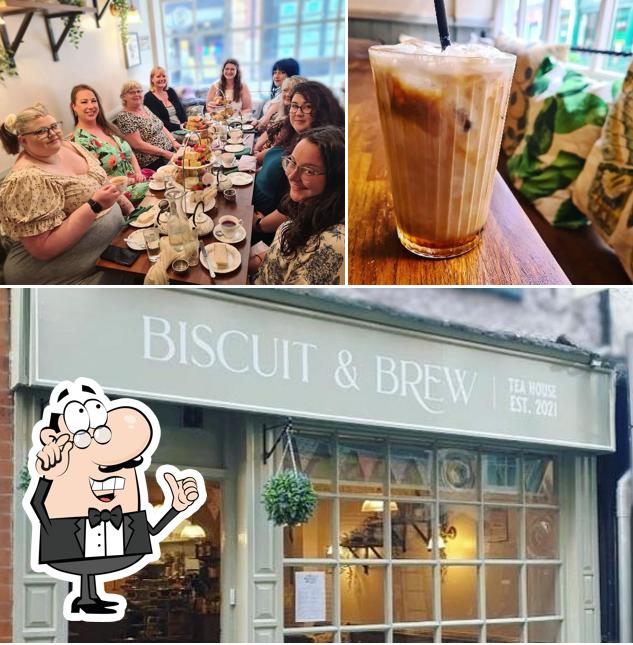 This is the picture showing interior and beverage at Biscuit & Brew