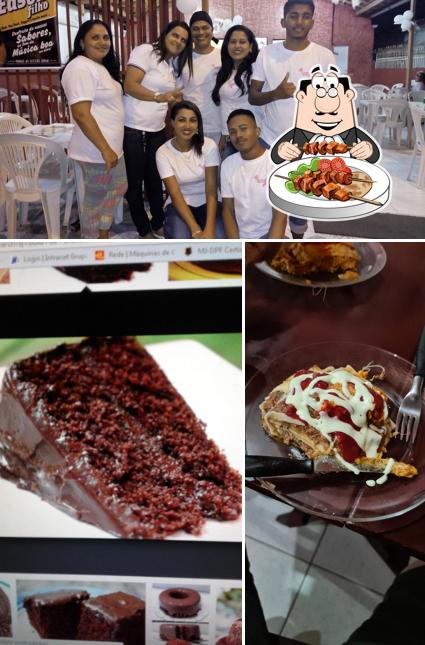 Confira a foto mostrando comida e interior no Pizza Bar Filipinho
