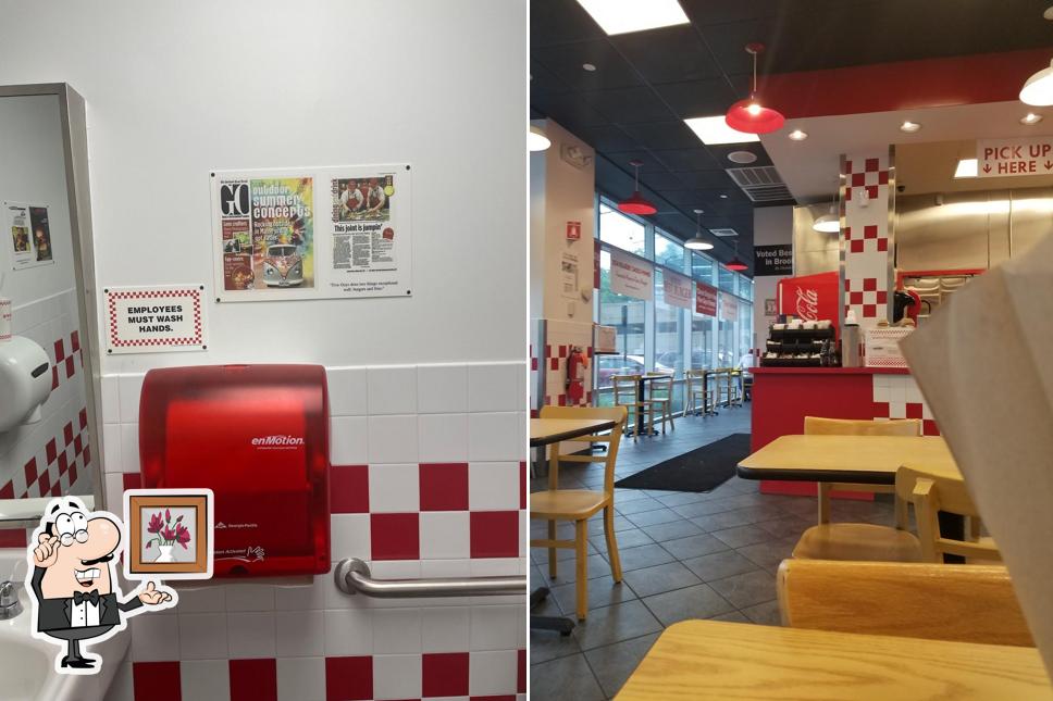 Take a seat at one of the tables at Five Guys